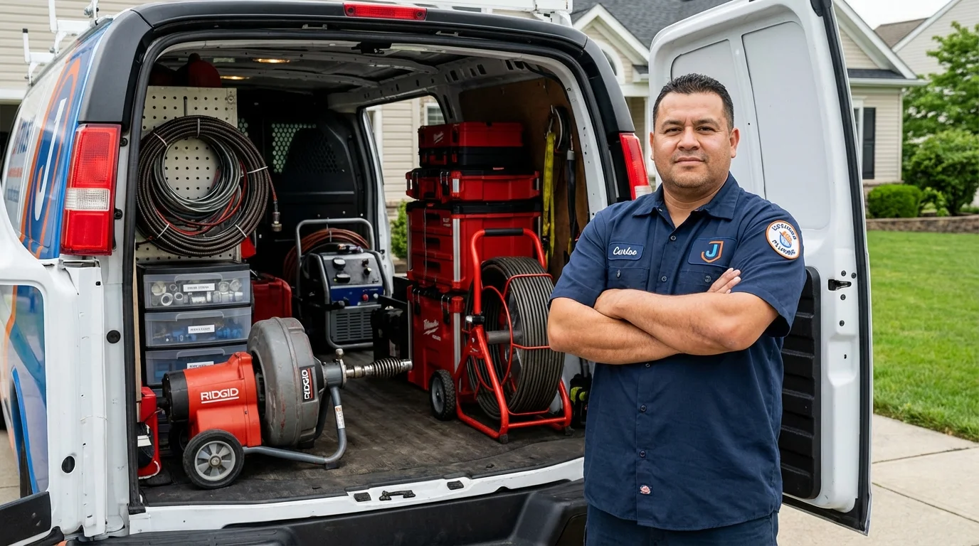 Professional drain cleaning equipment and Johns Plumbing LLC plumber in Sterling
