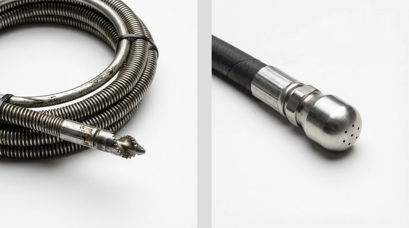 Drain snake cable and hydro jetting nozzle used for drain cleaning in Sterling, CO